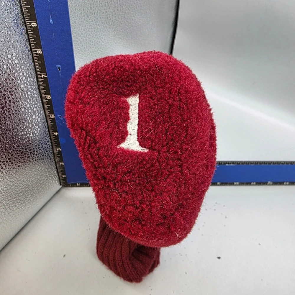 Unbranded Golf Headcover Unisex Maroon Red Sherpa Fleece Vintage Retro Driver 1